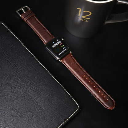 For Apple Watch 5 & 4 44mm / 3 & 2 & 1 42mm Round Tail Retro Crazy Horse Texture Leather Watch Band(Dark Brown) by bashfashion
