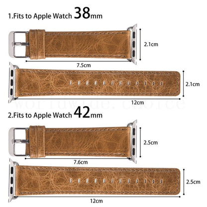 For Apple Watch 5 & 4 44mm / 3 & 2 & 1 42mm Round Tail Retro Crazy Horse Texture Leather Watch Band(Dark Brown) by bashfashion