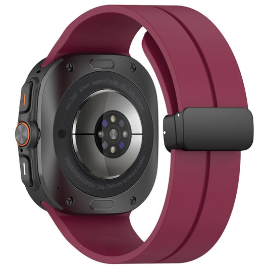 For Samsung Galaxy Watch Ultra 47mm / Ultra 2025 Magnetic Folding Buckle Silicone Watch Band(Wine Red) by bashfashion