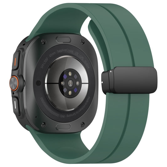 For Samsung Galaxy Watch Ultra 47mm / Ultra 2025 Magnetic Folding Buckle Silicone Watch Band(Dark Green) by bashfashion