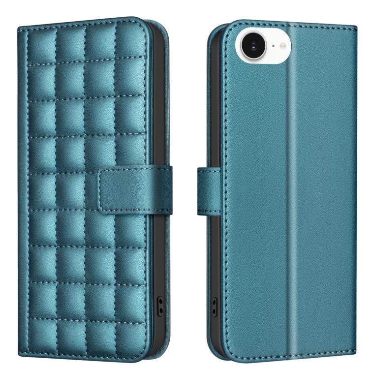 For iPhone 16e Square Texture Leather Phone Case(Green) by bashfashion