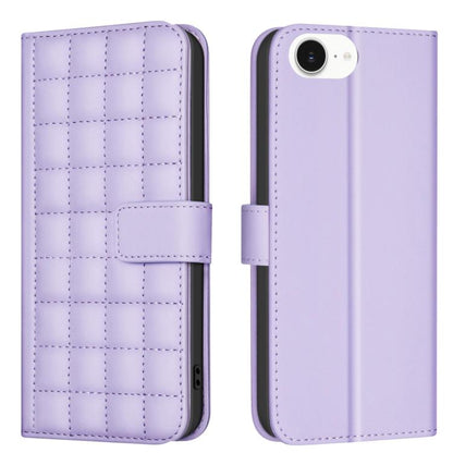 For iPhone 16e Square Texture Leather Phone Case(Purple) by bashfashion