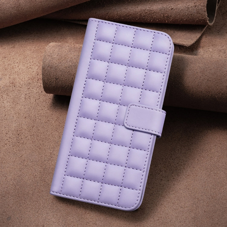 For iPhone 16e Square Texture Leather Phone Case(Purple) by bashfashion