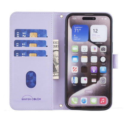 For iPhone 16e Square Texture Leather Phone Case(Purple) by bashfashion