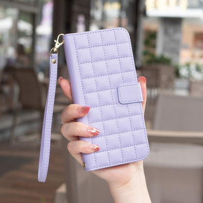 For iPhone 16e Square Texture Leather Phone Case(Purple) by bashfashion