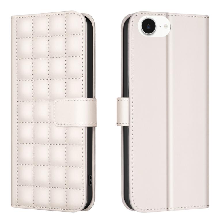 For iPhone 16e Square Texture Leather Phone Case(Beige) by bashfashion