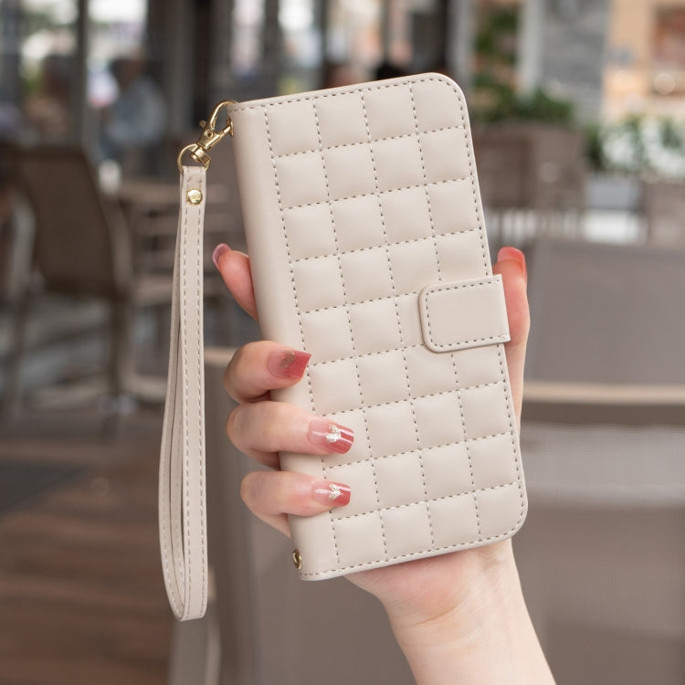 For iPhone 16e Square Texture Leather Phone Case(Beige) by bashfashion