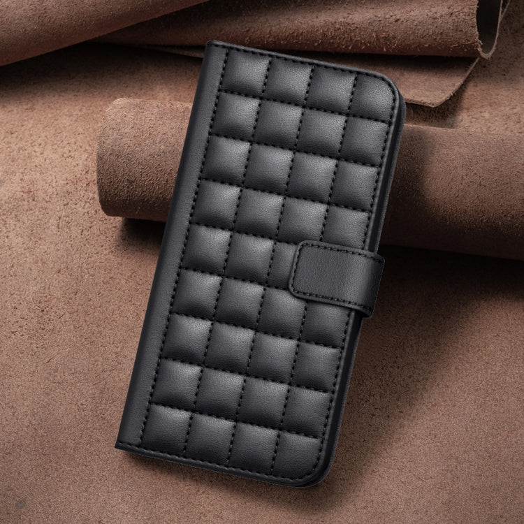 For iPhone 16e Square Texture Leather Phone Case(Black) by bashfashion