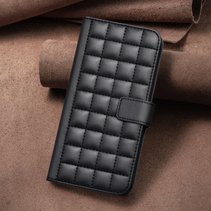For iPhone 16e Square Texture Leather Phone Case(Black) by bashfashion