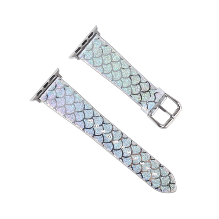 For Apple Watch 5 & 4 40mm / 3 & 2 & 1 38mm Discolor Glitter Fish Scale Texture Watch Band(Silver) by bashfashion