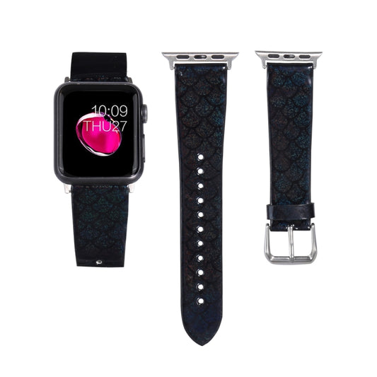 For Apple Watch 5 & 4 44mm / 3 & 2 & 1 42mm Discolor Glitter Fish Scale Texture Watch Band(Black) by bashfashion
