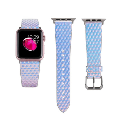 For Apple Watch 5 & 4 44mm / 3 & 2 & 1 42mm Discolor Glitter Fish Scale Texture Watch Band(Rhombic) by bashfashion