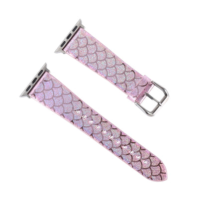 For Apple Watch 5 & 4 44mm / 3 & 2 & 1 42mm Discolor Glitter Fish Scale Texture Watch Band(Rose Pink) by bashfashion