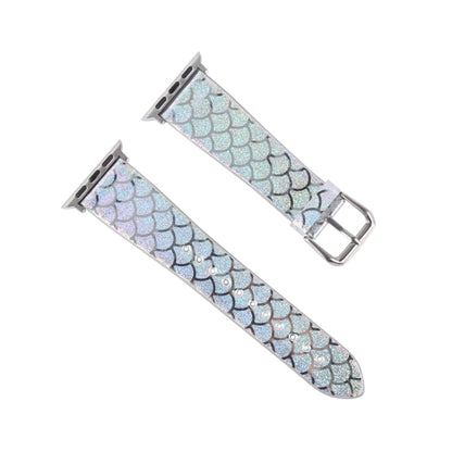For Apple Watch 5 & 4 44mm / 3 & 2 & 1 42mm Discolor Glitter Fish Scale Texture Watch Band(Silver) by bashfashion