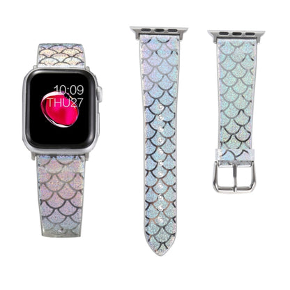 For Apple Watch 5 & 4 44mm / 3 & 2 & 1 42mm Discolor Glitter Fish Scale Texture Watch Band(Silver) by bashfashion