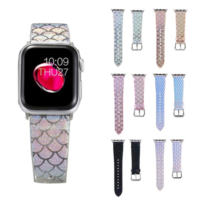 For Apple Watch 5 & 4 44mm / 3 & 2 & 1 42mm Discolor Glitter Fish Scale Texture Watch Band(Black) by bashfashion