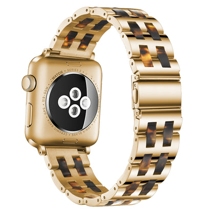 For Apple Watch 5 & 4 44mm / 3 & 2 & 1 42mm Stainless Steel + Resin Watch Band(Hawksbill) by bashfashion