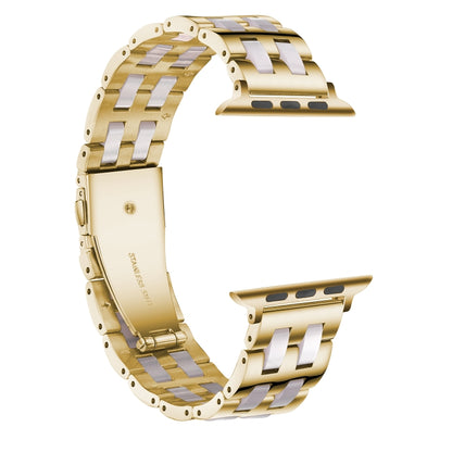 For Apple Watch 5 & 4 44mm / 3 & 2 & 1 42mm Stainless Steel + Resin Watch Band(Pink) by bashfashion