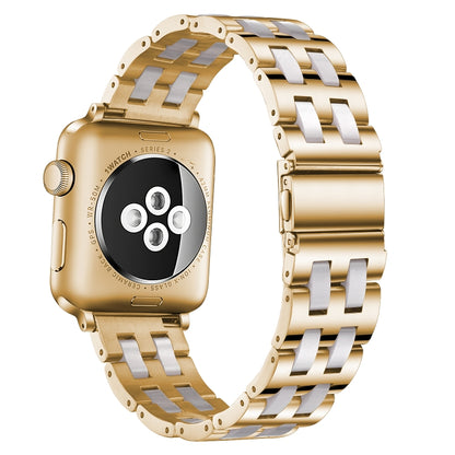 For Apple Watch 5 & 4 44mm / 3 & 2 & 1 42mm Stainless Steel + Resin Watch Band(Pink) by bashfashion