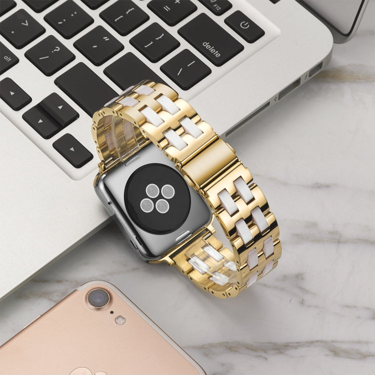 For Apple Watch 5 & 4 44mm / 3 & 2 & 1 42mm Stainless Steel + Resin Watch Band(Pink) by bashfashion
