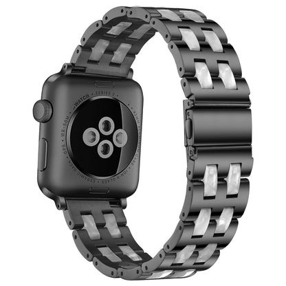 For Apple Watch 5 & 4 44mm / 3 & 2 & 1 42mm Stainless Steel + Resin Watch Band(Black) by bashfashion