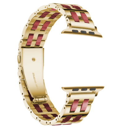 For Apple Watch 5 & 4 44mm / 3 & 2 & 1 42mm Stainless Steel + Resin Watch Band(Wine Red) by bashfashion