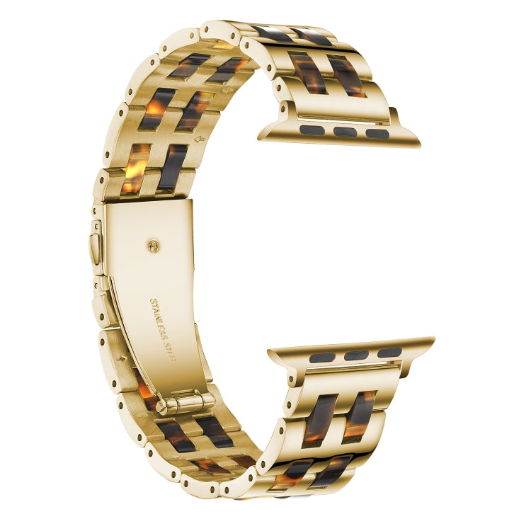 For Apple Watch Series 8&7 41mm / SE 2&6&SE&5&4 40mm / 3&2&1 38mm Stainless Steel + Resin Watch Band(Hawksbill) by bashfashion