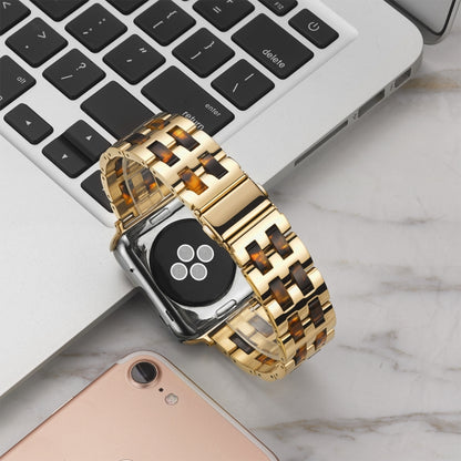 For Apple Watch Series 8&7 41mm / SE 2&6&SE&5&4 40mm / 3&2&1 38mm Stainless Steel + Resin Watch Band(Hawksbill) by bashfashion
