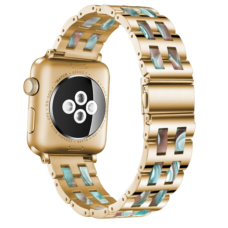 For Apple Watch Series 8&7 41mm / SE 2&6&SE&5&4 40mm / 3&2&1 38mm Stainless Steel + Resin Watch Band(Emerald Red) by bashfashion