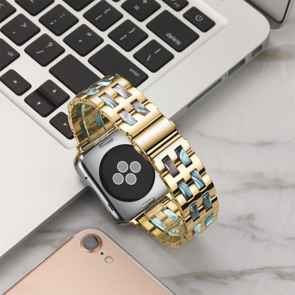 For Apple Watch Series 8&7 41mm / SE 2&6&SE&5&4 40mm / 3&2&1 38mm Stainless Steel + Resin Watch Band(Emerald Red) by bashfashion