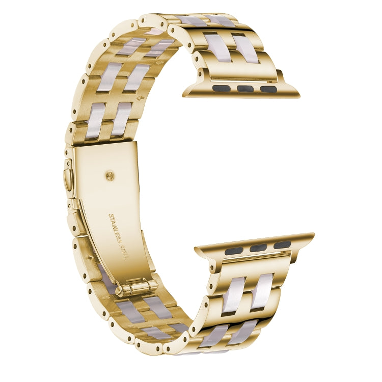 For Apple Watch Series 8&7 41mm / SE 2&6&SE&5&4 40mm / 3&2&1 38mm Stainless Steel + Resin Watch Band(Pink) by bashfashion
