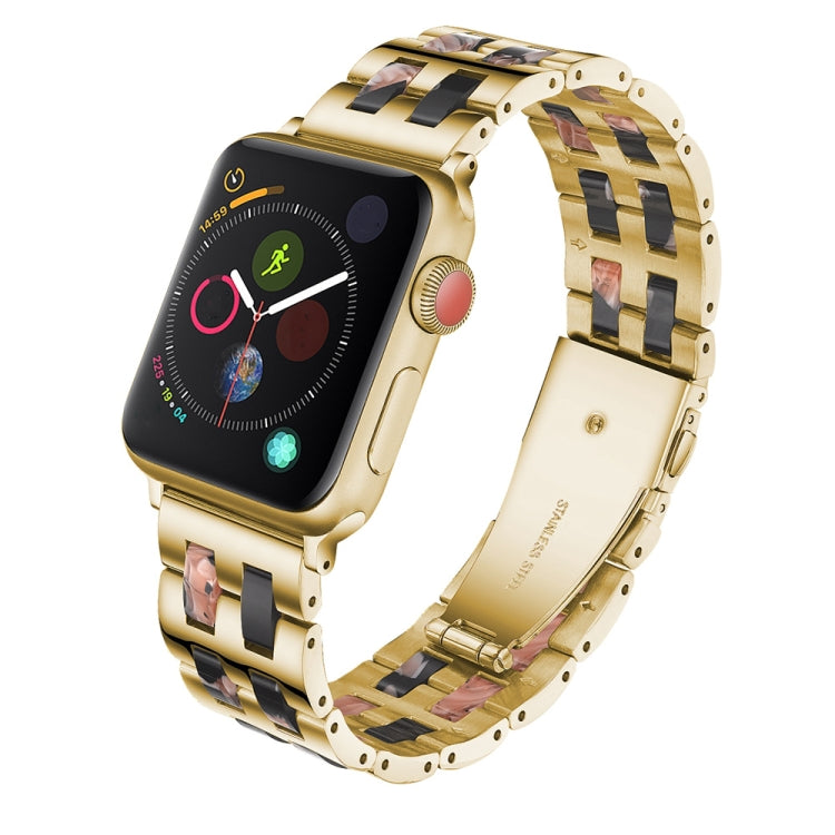 For Apple Watch Series 8&7 41mm / SE 2&6&SE&5&4 40mm / 3&2&1 38mm Stainless Steel + Resin Watch Band(Black Rose) by bashfashion