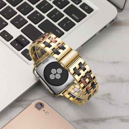 For Apple Watch Series 8&7 41mm / SE 2&6&SE&5&4 40mm / 3&2&1 38mm Stainless Steel + Resin Watch Band(Black Rose) by bashfashion
