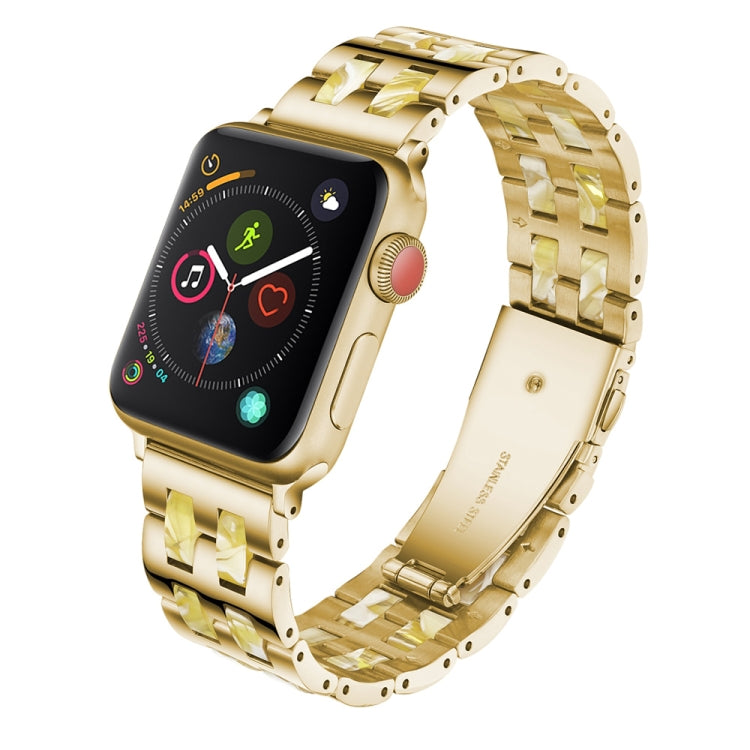 For Apple Watch Series 8&7 41mm / SE 2&6&SE&5&4 40mm / 3&2&1 38mm Stainless Steel + Resin Watch Band(Beeswax) by bashfashion