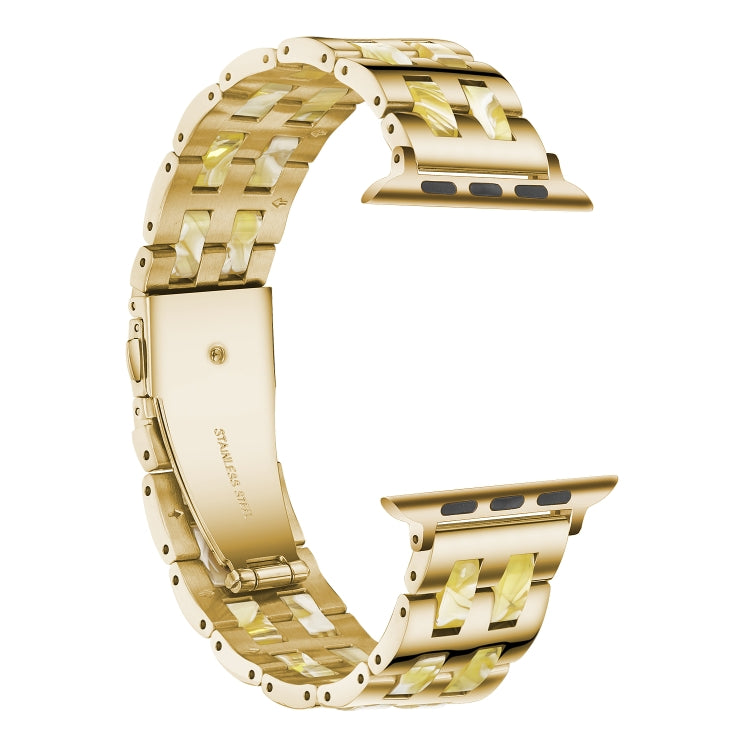 For Apple Watch Series 8&7 41mm / SE 2&6&SE&5&4 40mm / 3&2&1 38mm Stainless Steel + Resin Watch Band(Beeswax) by bashfashion
