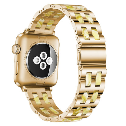 For Apple Watch Series 8&7 41mm / SE 2&6&SE&5&4 40mm / 3&2&1 38mm Stainless Steel + Resin Watch Band(Beeswax) by bashfashion
