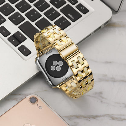 For Apple Watch Series 8&7 41mm / SE 2&6&SE&5&4 40mm / 3&2&1 38mm Stainless Steel + Resin Watch Band(Beeswax) by bashfashion
