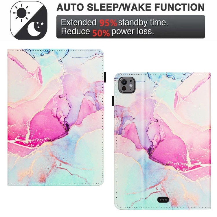 For iPad Air 11 2025 / 2024 Marble Litchi Leather Smart Tablet Case(Pink) by bashfashion