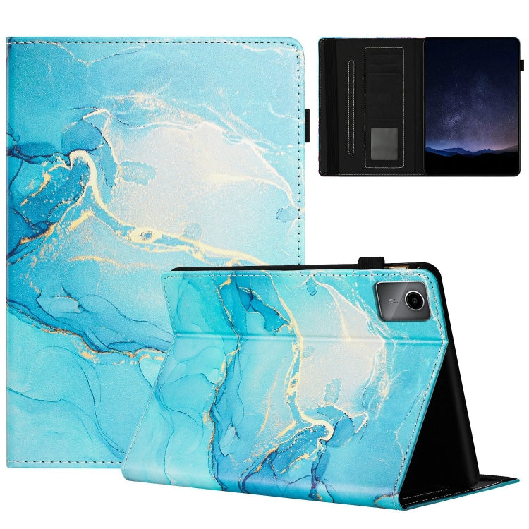 For Lenovo Tab M11/ Xiaoxin Pad 11 2024 Marble Litchi Leather Smart Tablet Case(Green) by bashfashion