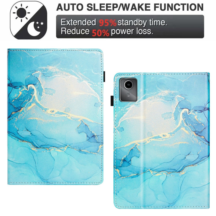 For Lenovo Tab M11/ Xiaoxin Pad 11 2024 Marble Litchi Leather Smart Tablet Case(Green) by bashfashion