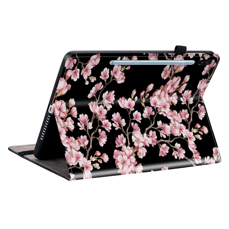 For Samsung Galaxy Tab S6 SM-T860 SM-T865 Crystal Texture Painted Leather Smart Tablet Case, without Pen(Plum Bossom) by bashfashion