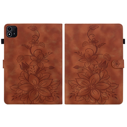 For itel Pad One 10.1 Lily Embossed Leather Tablet Case(Brown) by bashfashion