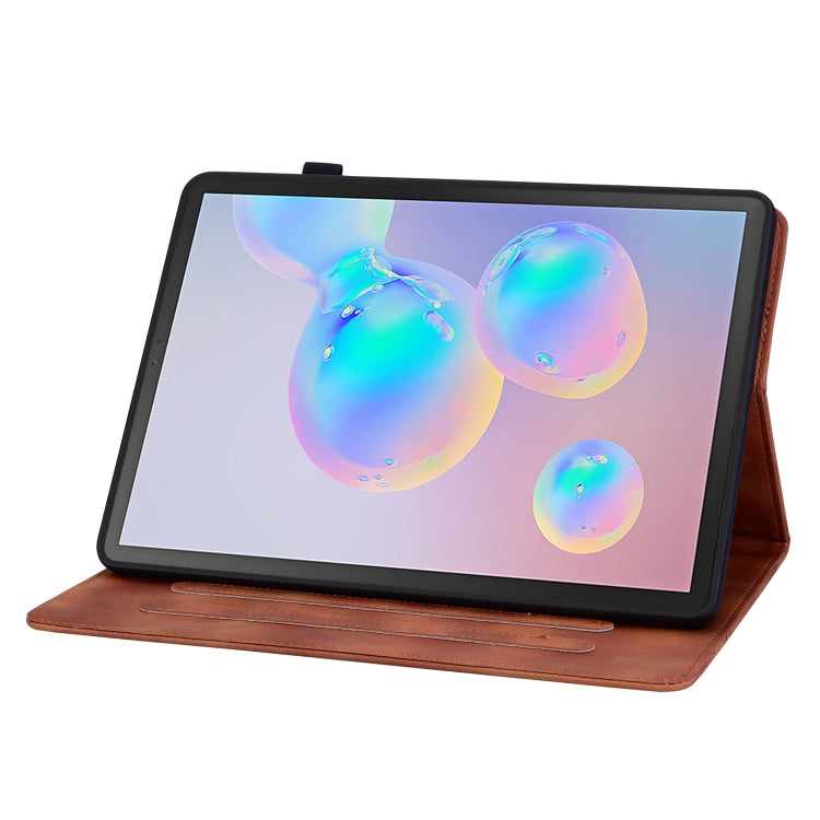 For Samsung Galaxy Tab S6 SM-T860 / SM-T865 Lily Embossed Leather Tablet Case with Pen(Brown) by bashfashion