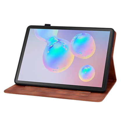 For Samsung Galaxy Tab S6 SM-T860 / SM-T865 Lily Embossed Leather Tablet Case with Pen(Brown) by bashfashion