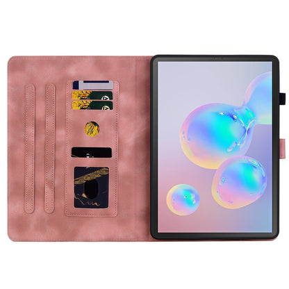 For Samsung Galaxy Tab S6 SM-T860 / SM-T865 Lily Embossed Leather Tablet Case with Pen(Pink) by bashfashion