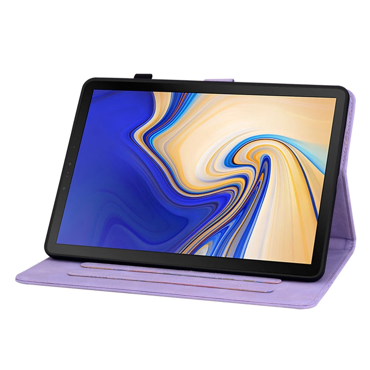 For Samsung Galaxy Tab S6 SM-T860 / SM-T865 Lily Embossed Leather Tablet Case with Pen(Purple) by bashfashion