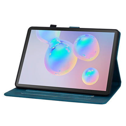 For Samsung Galaxy Tab S6 SM-T860 / SM-T865 Lily Embossed Leather Tablet Case with Pen(Dark Blue) by bashfashion