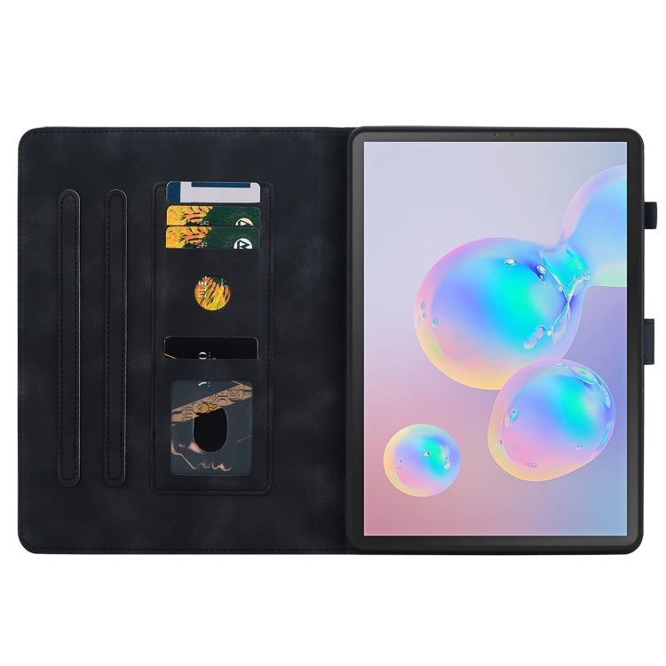 For Samsung Galaxy Tab S6 SM-T860 / SM-T865 Lily Embossed Leather Tablet Case with Pen(Black) by bashfashion