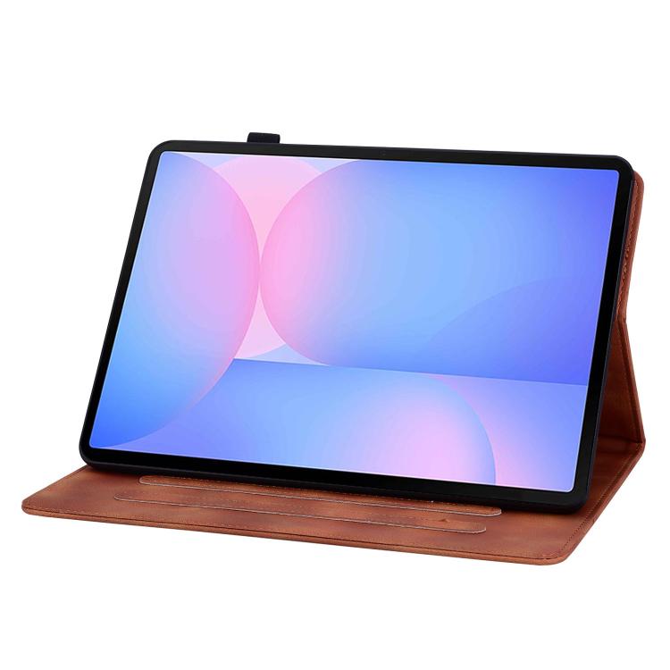 For Samsung Galaxy Tab S10 FE+ Lily Embossed Leather Tablet Case with Pen(Brown) by bashfashion