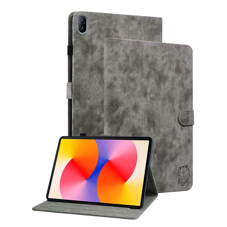 For Huawei MatePad SE 11 2024 Tiger Pattern Flip Leather Tablet Case(Grey) by bashfashion